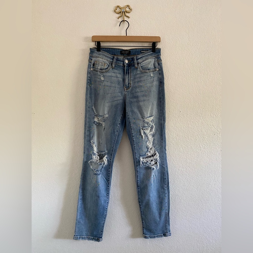 Judy Blue Women’s Size 5/27 MultiColor Paint Splash Destroyed Boyfriend Jeans